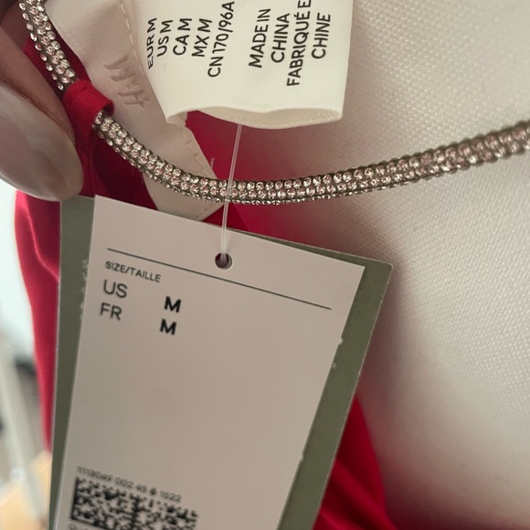 H&M Vibrant Satin Red Camisole with Faux Rhinestone Strap - Picture 4 of 12